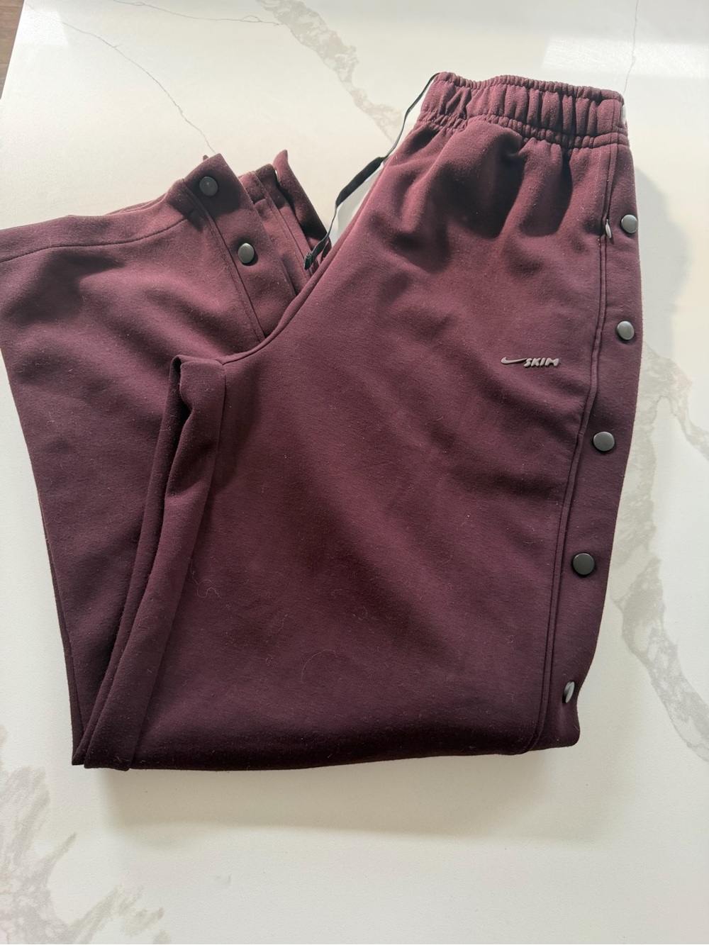 Nike Skims Matte Burgundy oversized side snap sweatpants Small